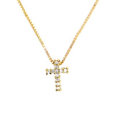 Collier Croix Diamants & Or Jaune 375, Longueur 42 cm - Vandona