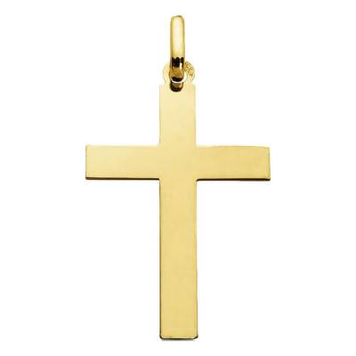 Pendentif Croix Moyenne Plate Polie Or Jaune 750 - Augis