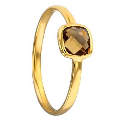 Bague Or Jaune 750 et Quartz Cognac - Vandona