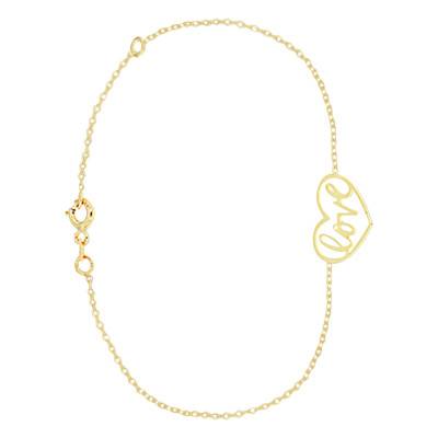Bracelet Coeur Ajouré Love en Or Jaune 375, Longueur 16 à 19 cm, Largeur 0,90 mm - Emanessence