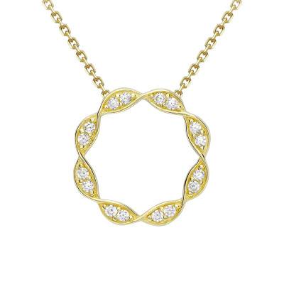 Collier Cercle Torsadé en Or Jaune 375 & Zircones Blanches, Longueur 41 à 46 cm, Largeur 0,80 mm - Emanessence