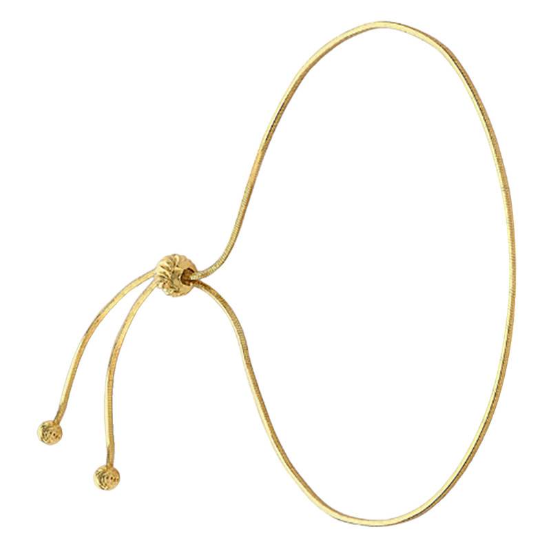 375/1000 Yellow Gold Adjustable Serpentine Bracelet, 0.60 mm Width - Emanessence
