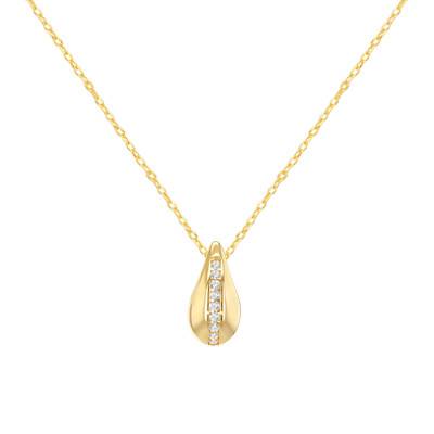 Collier Larme en Or Jaune 375 & Zircones Blanches, Longueur 41 à 43 cm - Emanessence