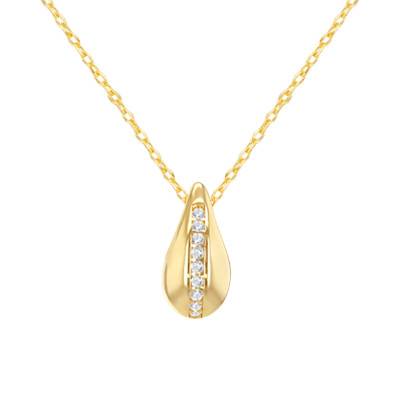 Collier Larme en Or Jaune 375 & Zircones Blanches, Longueur 41 à 43 cm - Emanessence