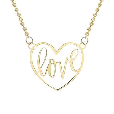 Collier Coeur Ajouré Love en Or Jaune 375, Longueur 41 à 46 cm, Largeur 0,90 mm - Emanessence