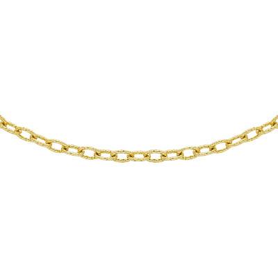 Chaîne Maille Belcher Ovale Torsadée en Or Jaune 375, Longueur 41 cm, Largeur 2,20 mm - Emanessence