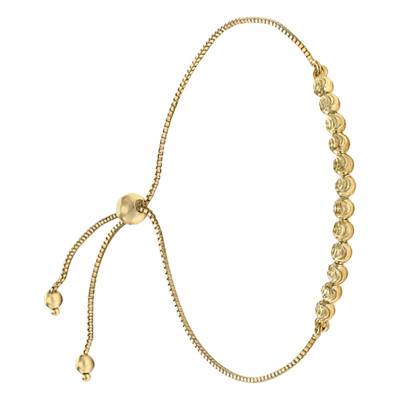 Bracelet Boules Texturées en Or Jaune 375, Longueur 23 cm Ajustable, Largeur 0,80 mm - Emanessence