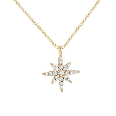 North Star 375 Yellow Gold & White Zirconium Oxide Necklace, Length 43 cm to 46 cm - Emanessence