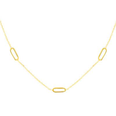 Collier Triple Ovale en Or Jaune 375, Longueur 46 cm - Emanessence