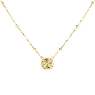375 Yellow Gold Sun-Effect Round Necklace, Length 43 cm to 46 cm - Emanessence