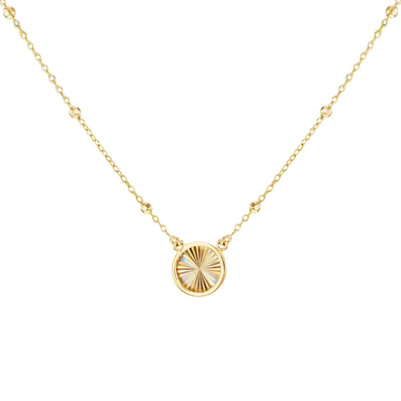 375 Yellow Gold Sun-Effect Round Necklace, Length 43 cm to 46 cm - Emanessence