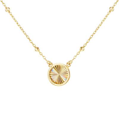 375 Yellow Gold Sun-Effect Round Necklace, Length 43 cm to 46 cm - Emanessence