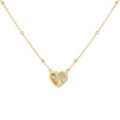 Collier Coeur Arc en Ciel en Or Jaune 375, Longueur 43 à 46 cm - Emanessence