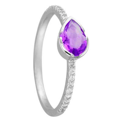 Bague Cléo Améthyste Or Blanc 9 Carats - Vandona