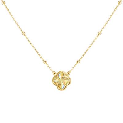 Collier Trèfle Arc en Ciel en Or Jaune 375, Longueur 43 à 46 cm - Emanessence