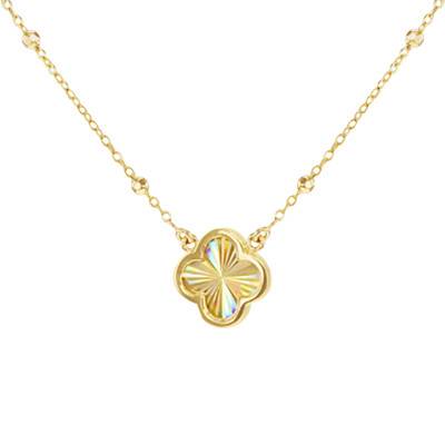 Collier Trèfle Arc en Ciel en Or Jaune 375, Longueur 43 à 46 cm - Emanessence