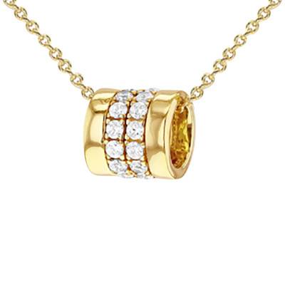 Collier Bague en Or Jaune 375 & Zircones Blanches, Longueur 46 cm - Emanessence