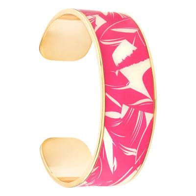 Bracelet Jonc Ouvert Montecito Framboise & Doré, Diamètre 6,00 cm, Largeur 2,00 cm - Bangle-up