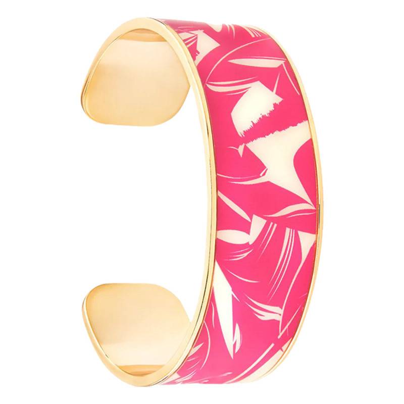 Bracelet Jonc Ouvert Montecito Framboise & Doré, Diamètre 6,00 cm, Largeur 2,00 cm - Bangle-up