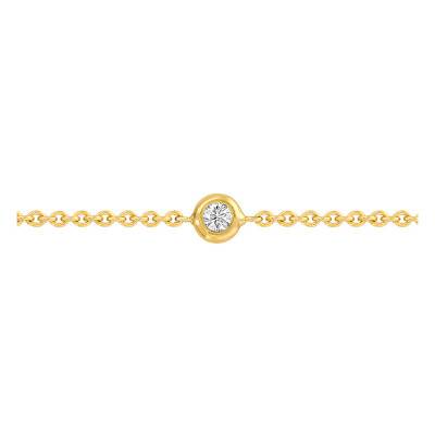 750/1000 Yellow Gold & Diamond Chain Bracelet, Length 18 cm, Width 1 mm - Buelling