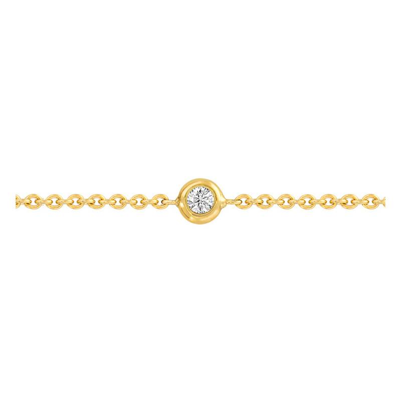 750/1000 Yellow Gold & Diamond Chain Bracelet, Length 18 cm, Width 1 mm - Buelling