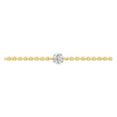 Bracelet chaîne, Or Jaune 750 & Diamant percé, Longueur 18 cm, Largeur 1,00 mm - Buelling