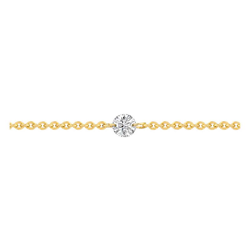 18K Yellow Gold & Drilled Diamond Chain Bracelet, 18 cm Length, 1 mm Width - Buelling