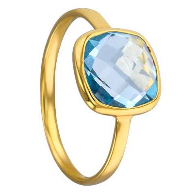 Bague Coussin Or Jaune 375 et Topaze - Dolce Vita