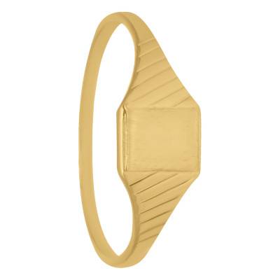 750/1000 Yellow Gold Square Signet Ring with Grooved Band - Imperium