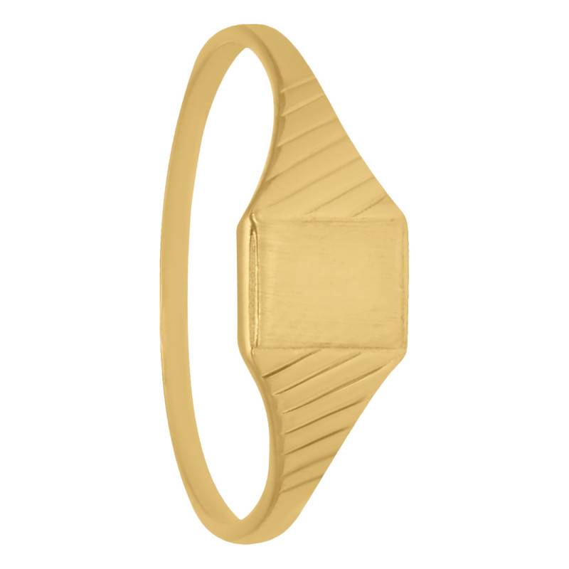 750/1000 Yellow Gold Square Signet Ring with Grooved Band - Imperium