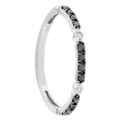 Bague Ladakh Or Blanc 750 et Diamants Noirs - Kundan