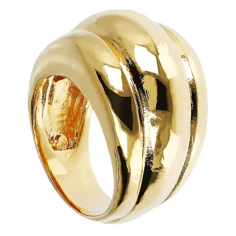Rounded Brilliant Yellow Gold-Plated 750/1000 Ring - Etrusca Gioielli