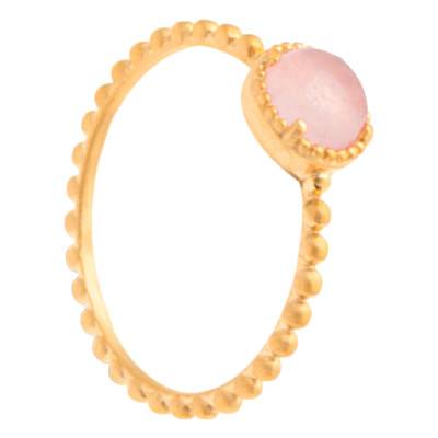 Bague Laiton Plaqué Or 750 & Quartz Rose - Naïades