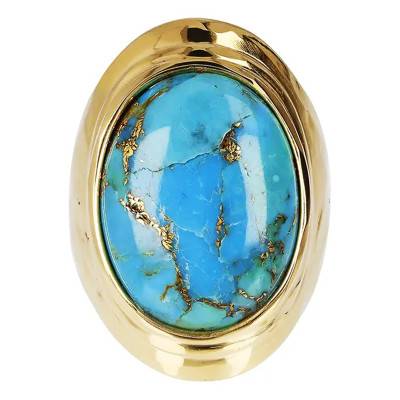 Yellow Gold-Plated Turquoise Ring - Etrusca Gioielli