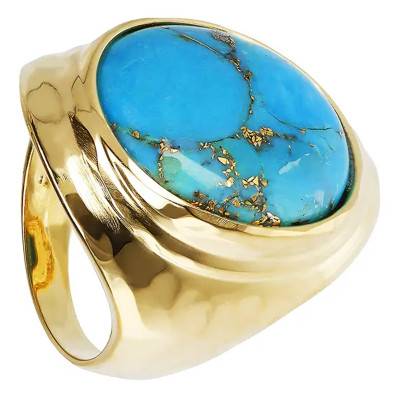 Bague plaqué or scellée pierre turquoise - Etrusca Gioielli