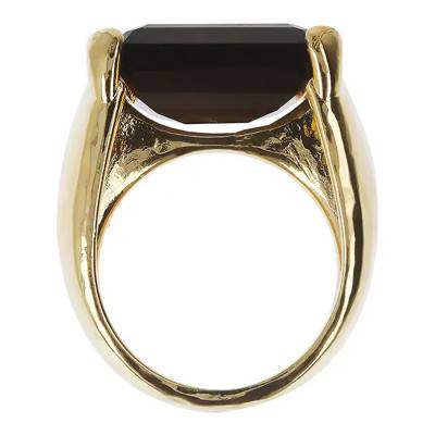 18K Yellow Gold Plated Smoky Quartz Ring - Etrusca Gioielli