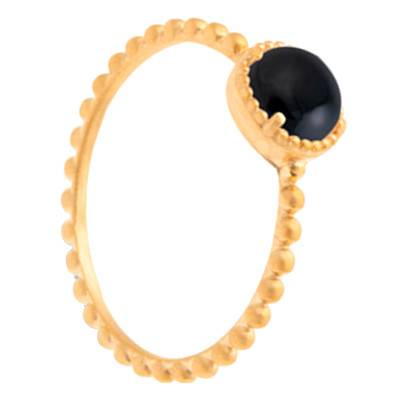 Bague Laiton Plaqué Or 750 & Agate Noire - Naïades