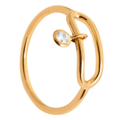 Bague en Laiton Plaqué Or 750, Pierre Oxyde de Zirconium - Naïades
