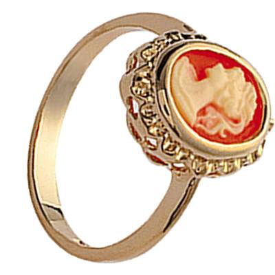 Bague Camée Orange, Plaqué Or 750 - Naïades