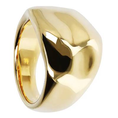 Yellow Gold-Plated Brilliant Flat Ring - Etrusca Gioielli