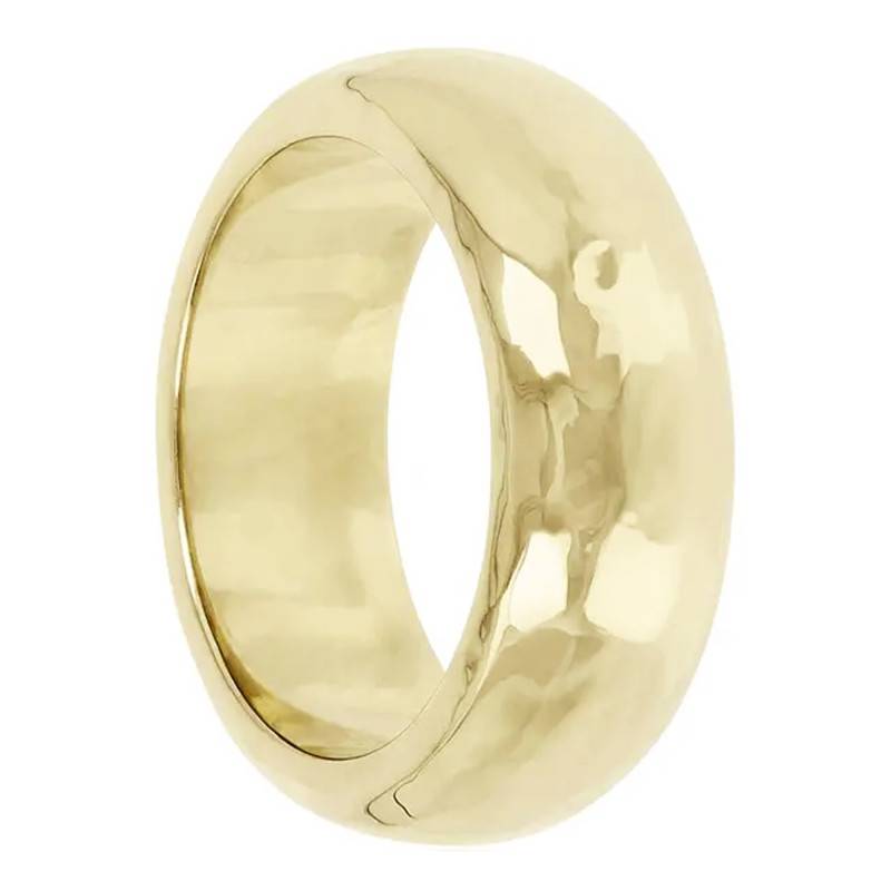 18K Yellow Gold-Plated Hammered Ring - Etrusca Gioielli