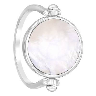 Bague en argent rhodié & nacre - Naïades