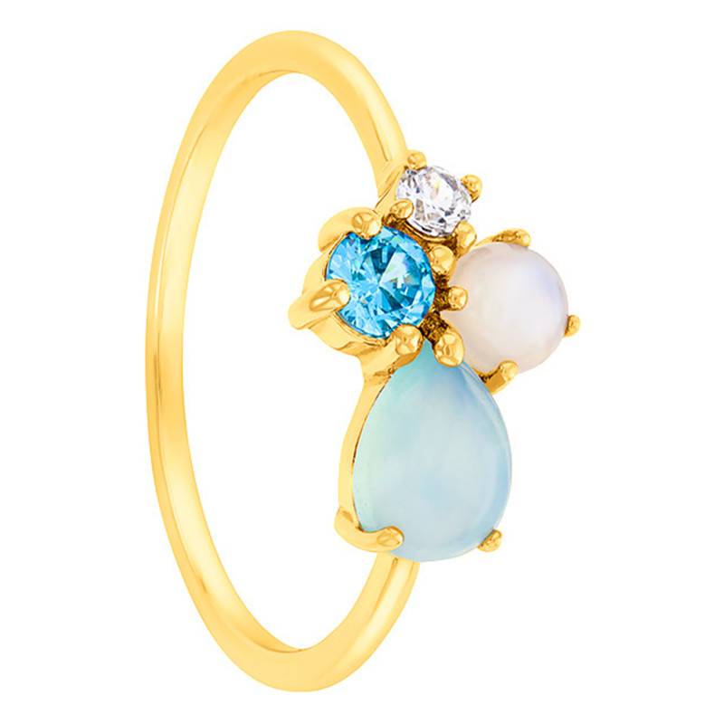 Yellow Gold-Plated Ring with 4 Agates - Naïades