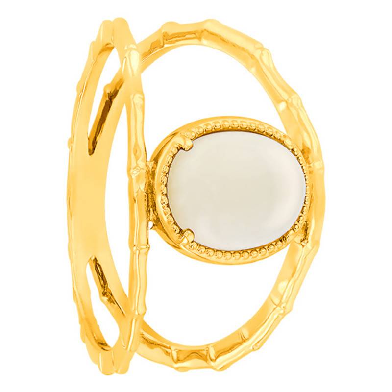 Yellow Gold-Plated Oval Moonstone Ring - Naïades