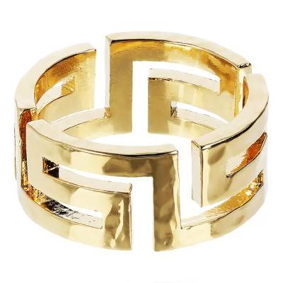 Yellow Gold-Plated Greek Band Ring - Etrusca Gioielli