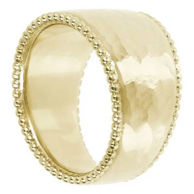 18K Yellow Gold-Plated Hammered Bandeau Ring - Etrusca Gioielli