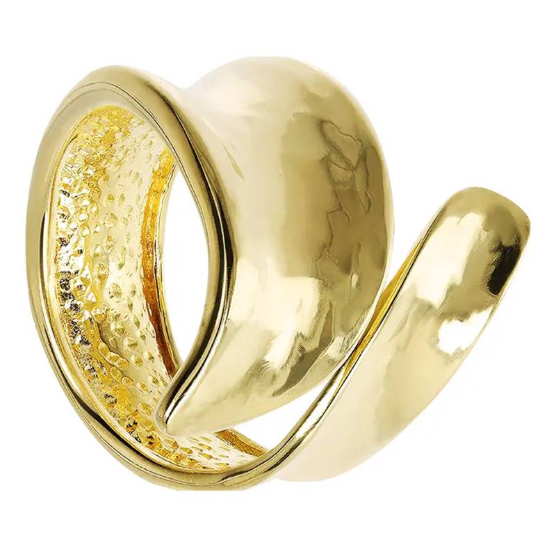Yellow 18K Gold-Plated Open Wave Effect Ring - Etrusca Gioielli
