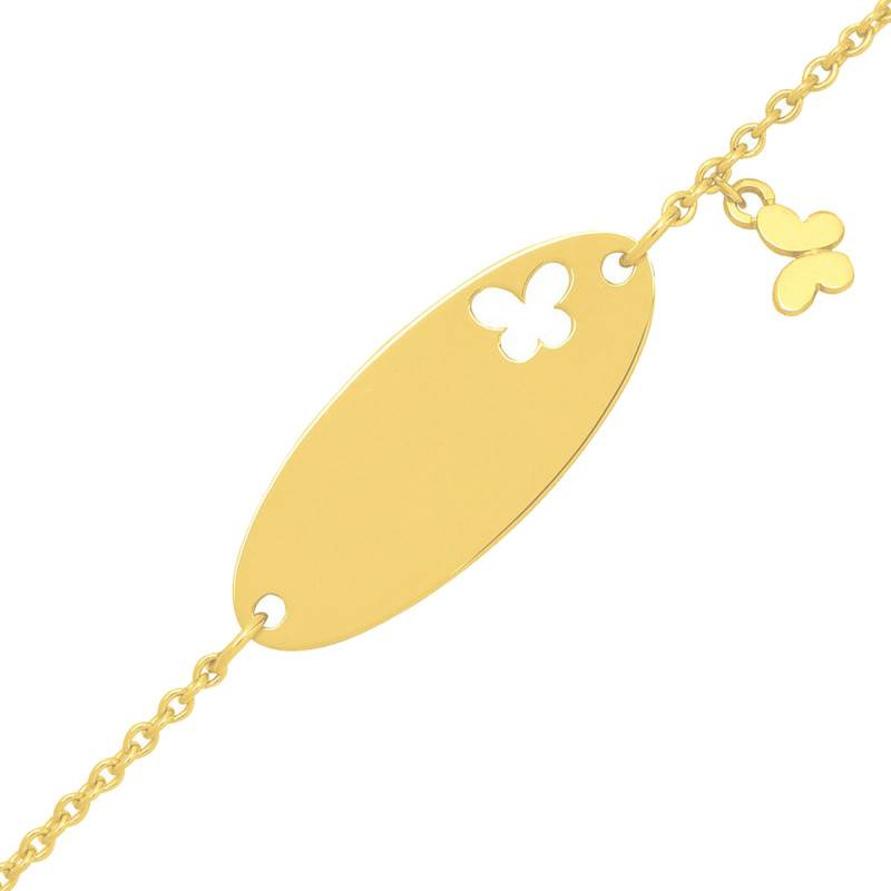 Openwork Butterfly Baby ID Bracelet in 375/1000 Yellow Gold, Adjustable Length 14 cm - Bambins