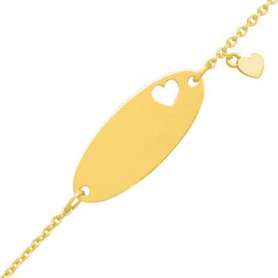 375 Yellow Gold Openwork Heart Baby ID Bracelet, Adjustable Length 14 cm - Bambins