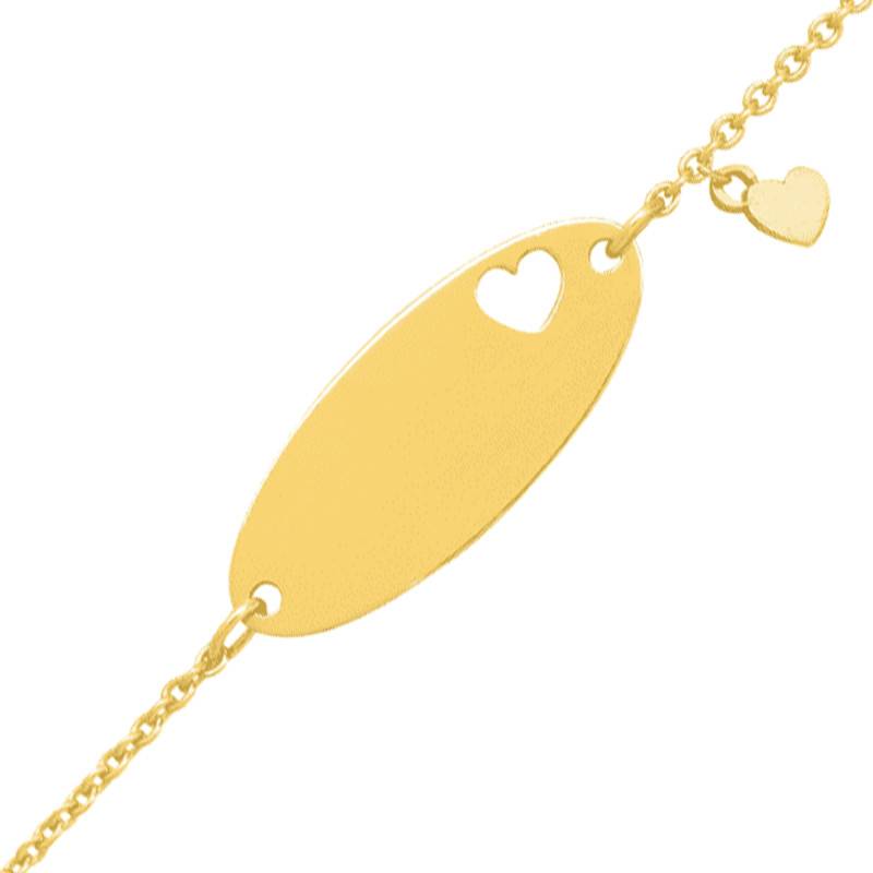 375 Yellow Gold Openwork Heart Baby ID Bracelet, Adjustable Length 14 cm - Bambins